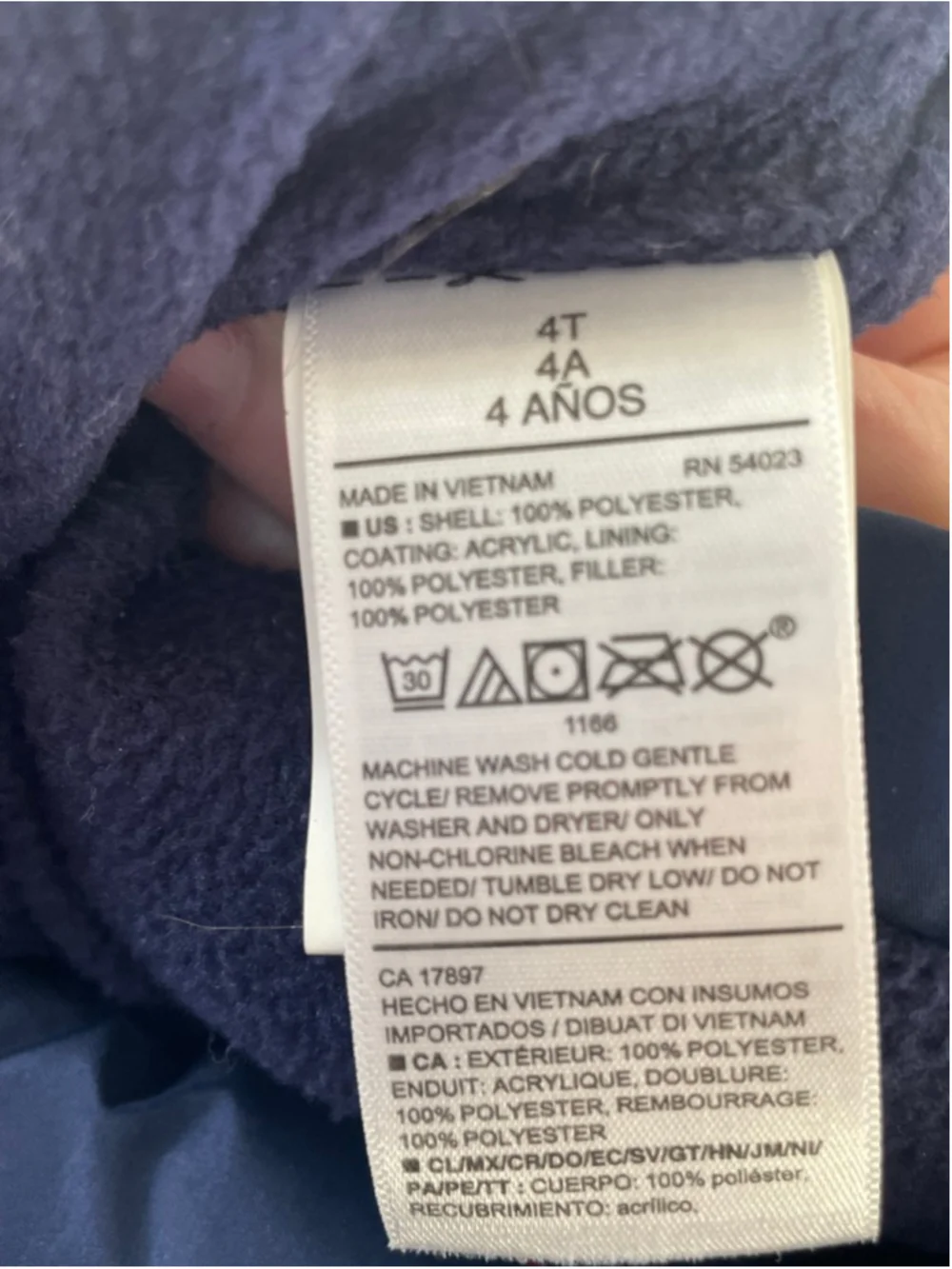 Girls Old Navy Puffer Vest 4T Navy Rainbows